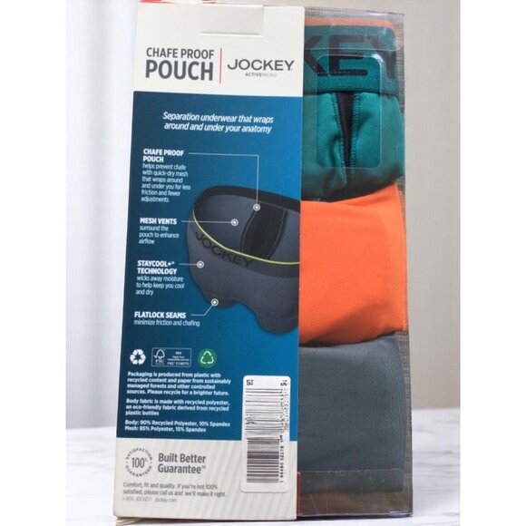 Jockey Active Microfiber Stretch Chafe Proof Pouch 3-Pack Boxer Briefs Small NEW - Picture 3 of 7